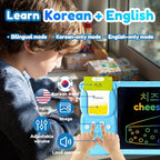 Writing Tablet with Bilingual Flash Cards for Kids, Korean, Blue