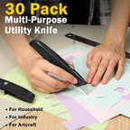 Reginary 30 Pcs Box Cutters Bulk, Utility Knives, Black