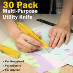 Reginary 30 Pcs Box Cutters Bulk, Utility Knives, Yellow