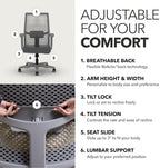 HON Ignition 2.0 ReActiv Ergonomic Office Chair, Lumbar Support, Graphite