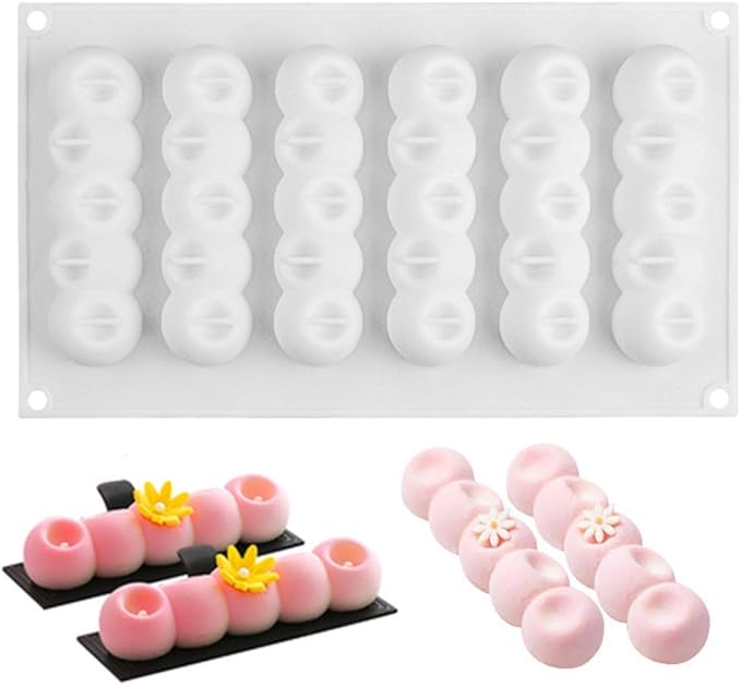 OCPO KITCHEN Eclair Silicone Mold for Baking Mousse Cake, French Dessert, Pastry, Chocolate, Ice Cream, Cake Decoration Mold, 3D Long Strip Flower Shape (6-Cavity)
