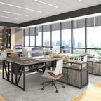 Tribesigns L Shaped Desk with Drawer Cabinet, 63" Executive Computer Desk and lateral File Cabinet, 2 Piece Home Office Furniture with Drawers for Hanging File, Doors with Locks (Gray, 63 inches)