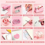 Office Supplies Set Rotating Pen Holder for Desk with Stapler Staple Remover Tape Dispenser,2pcs Tape Refills, Binder Paper Clips Kit, Scissor,Pen Ruler & Sticky Tabs,Pink Office School Supplies(Pink)