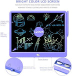 FLUESTON LCD Writing Tablet, Doodle Board Toys Gifts for 3-8 Year Old Girls Boys, 12 Inch Colorful Electronic Board Drawing Pad for Kids, Christmas Gifts for Toddler Educational Learning Travel,Purple