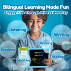 Writing Tablet with Bilingual Flash Cards for Kids, Italian Blue