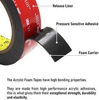 CANOPUS Double Sided Tape, 5952 Heavy Duty Mounting Tape, Strong Bond & Weatherproof Seal Strip for Automotive Mounting, Picture and Photo Frame, Poster, Craft, 1 in x 15 ft, Black, Made in USA