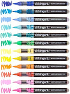 KINGART PRO 12-Piece Acrylic Paint Brush Pen Set – Tropical Colors – Flexible Nylon Brush Tip for Detailed Illustration and Lettering – Water-Based Opaque Art Markers for Multi-Surface Use