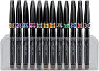 Pentel Arts Sign Pen Micro Brush Tip, Assorted Colors (A/B/C/D/E/F/G/N/P/S/V/Y), 12-PK Plastic Box (SESF30CPC12)
