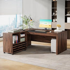 Tribesigns 62.2" L-Shaped Executive Desk with Mobile File Cabinet