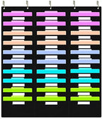 EAMAY Hanging File Folder Organizer - 30 Pockets and 5 Over the Door Hanger, Wall Mount Document Letter Organizer/ Pocket Chart Office Supplies Office Bill Organizer for Home School Classroom Planner