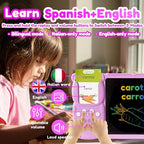 Writing Tablet with Bilingual Flash Cards for Kids, Italian Pink