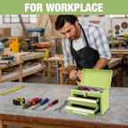 WORKPRO Portable Mini Metal Tool Box with 2 Drawers