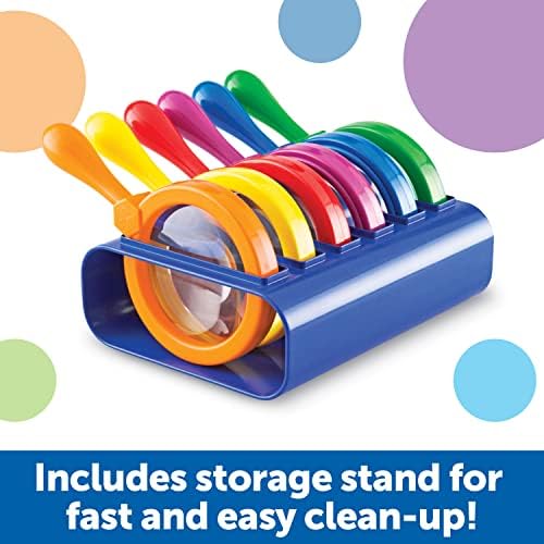 Learning Resources Primary Science Jumbo Magnifiers with Stand - 6 Pieces, Ages 3+, Science Classroom Accessories, Teacher Supplies, Observation Toys for Kids, Back to School Supplies