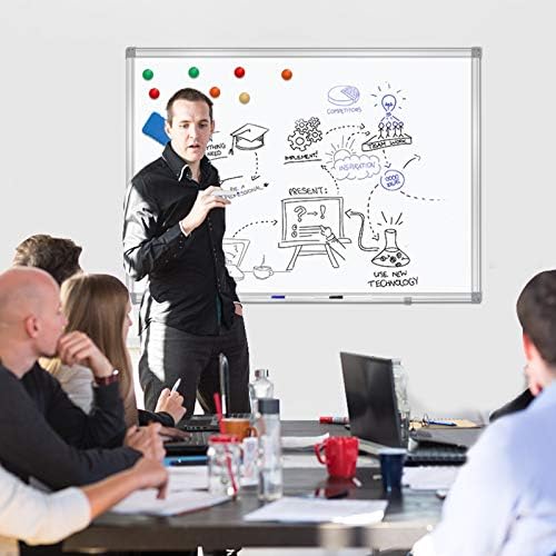 H-Qprobd Dry Erase Board for Wall Aluminum Presentation Magnetic Whiteboard with Long Pen Tray, Wall-Mounted White Board for School, Office and Home (40"x28")
