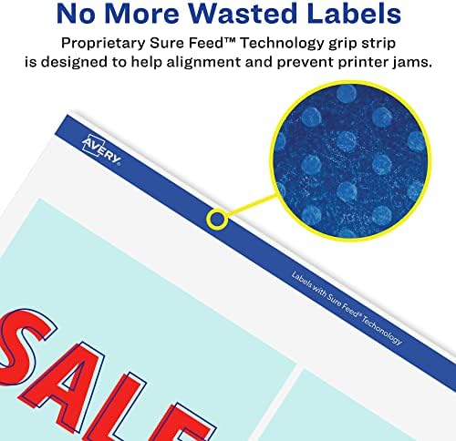 Avery Glossy White Square Labels, Sure Feed Technology, 4" x 4", 100 Glossy White Labels, Permanent Adhesive, Laser/Inkjet Printable