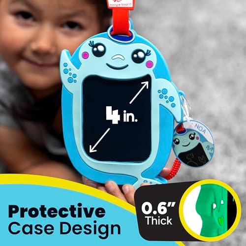Boogie Board Sketch Pals Capybara 4” LCD Writing Tablet for Kids – Reusable Mess-Free Drawing Pad with Tethered Stylus – Clip-On Travel Doodle Board Toy – Ages 3+