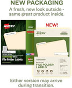 Avery EcoFriendly Recycled File Folder Labels, 2/3" x 3-7/16", White, Permanent Label Adhesive, 1,500 Printable Labels (45366)