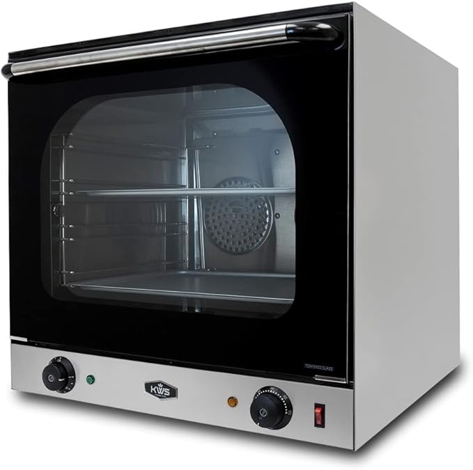 KWS CO-3 1600W Half Size Commercial Countertop Convection Oven, 2 Cu. Ft. - 120V, 4-Tier Toaster w/Front Glass Door, Electric Baking Oven