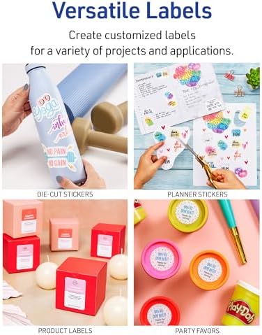 Avery Printable Sticker Paper, 8.5" x 11", Matte White, Repositionable Adhesive, Laser/Inkjet Compatible, 30 Label Sheets, Great for Product Branding, Cute Stickers, and More (2-Pack of 3383)