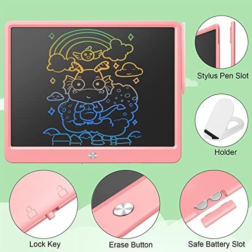 TEKFUN Girls Gifts LCD Writing Tablet 10in + 15in Set, Suitable for All Age Groups, Colorful Doodle Board Writing Pad, Christmas Toys for 3 4 5 6 7 Year Old Kids Toys Teen Girl Gifts