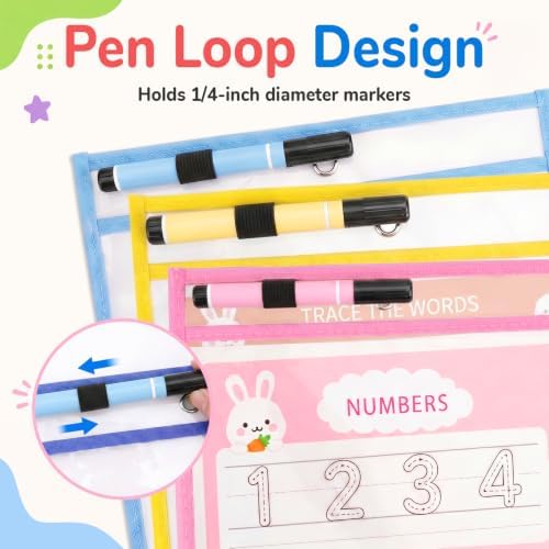 MR.MATE 55Pcs Dry Erase Pockets Sleeve 10x14,Clear Plastic Sheet Protectors
