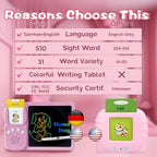 Writing Drawing Tablet with Talking German Flash Cards - Pink