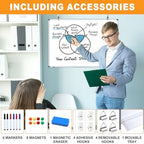 H-Qprobd Magnetic Whiteboard 24" x 18" Dry Erase White Board for Wall, Hanging Mounted Whiteboard with Aluminum Marker Tray
