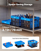 VEVOR Plastic Collapsible Storage Bins, 25L 3 Packs, Stackable Folding Storage Crates with Handles, Holds 22 lbs Per Bin, Foldable Heavy Duty Containers, Space-Saving Baskets, for Home Organizing