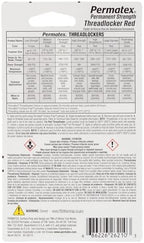 Permatex 26210 Permanent Strength Threadlocker Red, 10 ml
