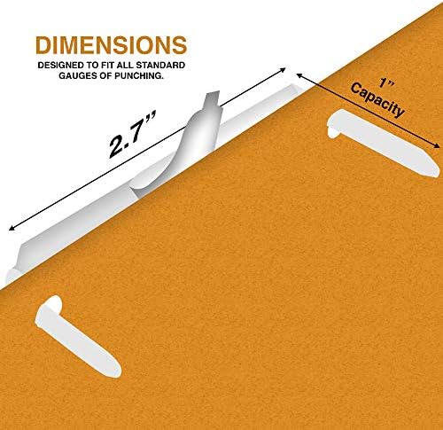 OLYMPX 100 Pcs of 1 Inch Capacity Economy Self-Adhesive Fastener, Prong Paper Fastener Bases, 2.75 Inch Base for Paper File Clip Folder Accessories, 100 per Box