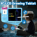 Writing Tablet with Bilingual Flash Cards for Kids, Korean, Blue
