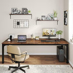 Tribesigns 78.7 Inches Extra Long Computer Desk 2 Person Desk, Double Long Desk, Workstaion for Home Office, Brown+Black