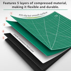 WORKLION Self Healing Cutting Mat: 24 x 36 inch Large Double Sided 5-Layer Gridded PVC Cut Mat for Sewing & Quilting & Scrapbooking & Arts and Crafts Projects (Green/Black)…
