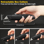 Reginary 30 Pcs Box Cutters Bulk, Utility Knives, Black