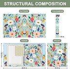 Rouidr 3 Ring Binder with clipboard, 1 inch 8.5 x 11 in Letter Size View Binders Organizer with Dividers Tabs & Clear Sleeves, School Supplies, Office Supplies, Green Flower