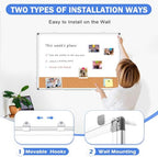 Whiteboard Cork Board Combo for Wall, 24" x 18" Dry Erase Whiteboard