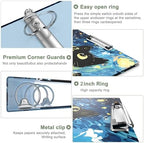 Rouidr 3 Ring Binder, 2 Inch Round Ring Binder Organizer with Clipboard, 5 Dividers Tabs, A4 8.5 x 11 Inch Paper & Clear Sleeves for School, Office Supplies