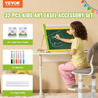 VEVOR Easel Accessory Set, 32 PCS Kid's Art Easel Painting Kit Including Chalks, Dry-Erase Markers & Paper Rolls, Supplies Set for Tabletop Art Easel, Painting Accessories for Toddlers Boys and Girls