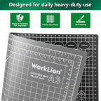 WorkLion Self Healing Cutting Mat: 12''x18'' Double Sided Craft Cutting Mat for Sewing, Fabric, Quilting - 5-Ply Slip-Resistant Hobby Cutting Board for DIY Projects (Grey/Black)