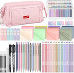 Nicpro 57 PCS Book Annotation Kit with Pen Case, Bible Study Supplies, Pink