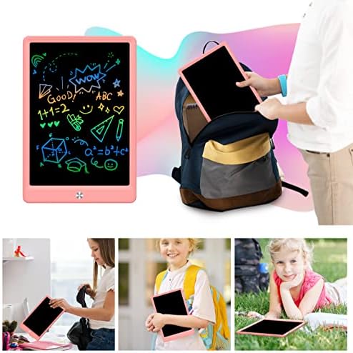 BUKEBU LCD Writing Tablet Doodle Board, Colorful Drawing Pad, Electronic Drawing Tablet, Drawing Pads,Travel Gifts for Kids Ages 3 4 5 6 7 8 Year Old Girls Boys (10.5 inch, Orange+Pink)