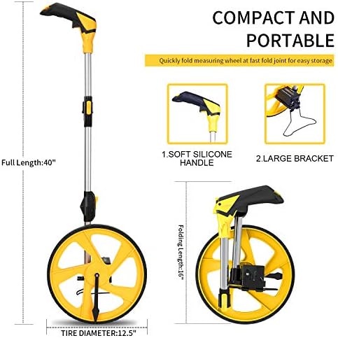 Zozen Measuring Wheel in Feet and Inches, Double Collapsible, Mechanical