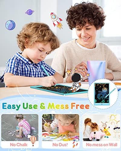 FLUESTON LCD Writing Tablet for Kids, 10 Inch Doodle Board, Colorful Drawing Pad for Toddler, Educational Travel Toy Gifts for 3-8 Year Old Girls Boys, Erase Lock Writing Board