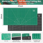 WorkLion Large self healing cutting mat: 47''x23'' Double-Sided Craft Cutting Board for Table, Slip-Resistant 5-Ply Large Cutting Mat for Sewing,Fabric & Crafts (Green/Black)