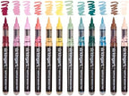 KINGART 12-Piece Cottage Acrylic Paint Brush Tip Marker Set – Flexible Fiber Brush Tips – Smooth Opaque Water-Based Ink for Detailed Nature Illustration and Crafts – 12 Muted Cottage Colors