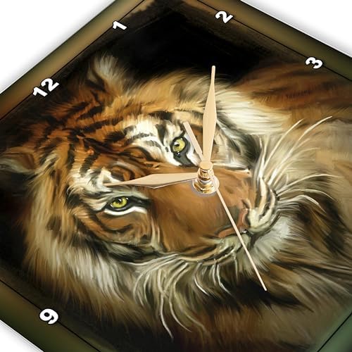 3dRose DPP_41377_3 Portrait of a Tiger Wall Clock, 15 by 15-Inch