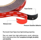 CANOPUS Double Sided Tape, 5952 Heavy Duty Mounting Tape, Strong Bond & Weatherproof Seal Strip for Automotive Mounting, Picture and Photo Frame, Poster, Craft, 0.50 in x 15 ft, Black, Made in USA