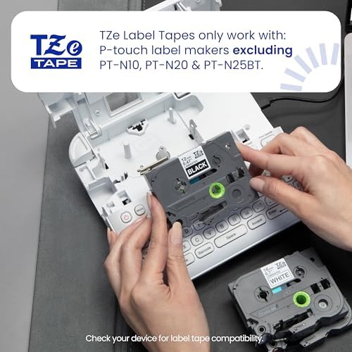 Brother Genuine P-Touch TZE-241 Tape, 3/4" (0.70") Standard Laminated P-Touch Tape, Black on White, Perfect for Indoor or Outdoor Use, Water Resistant, 26.2 Feet (8M), Single-Pack