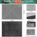 WorkLion Cutting Mat for Sewing: 24''x18'' Double-Sided Sewing Cutting Mat, 5-Ply Rotary Cutting Board for Sewing, Quilting & Crafts, Grey/Black