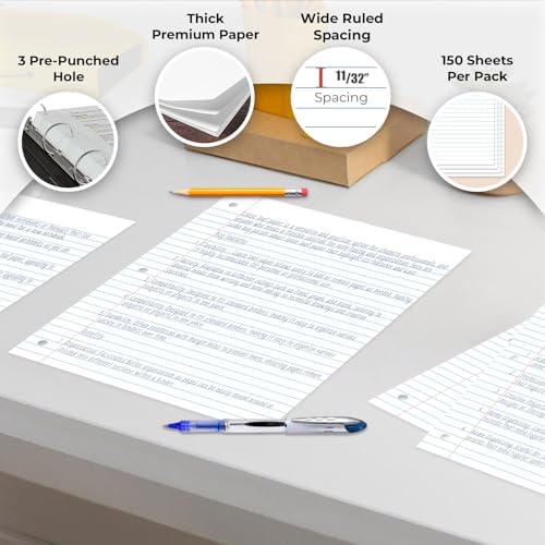Rosmonde 900 Sheets Loose Leaf Paper, 6 Pack, Wide Ruled Filler Paper